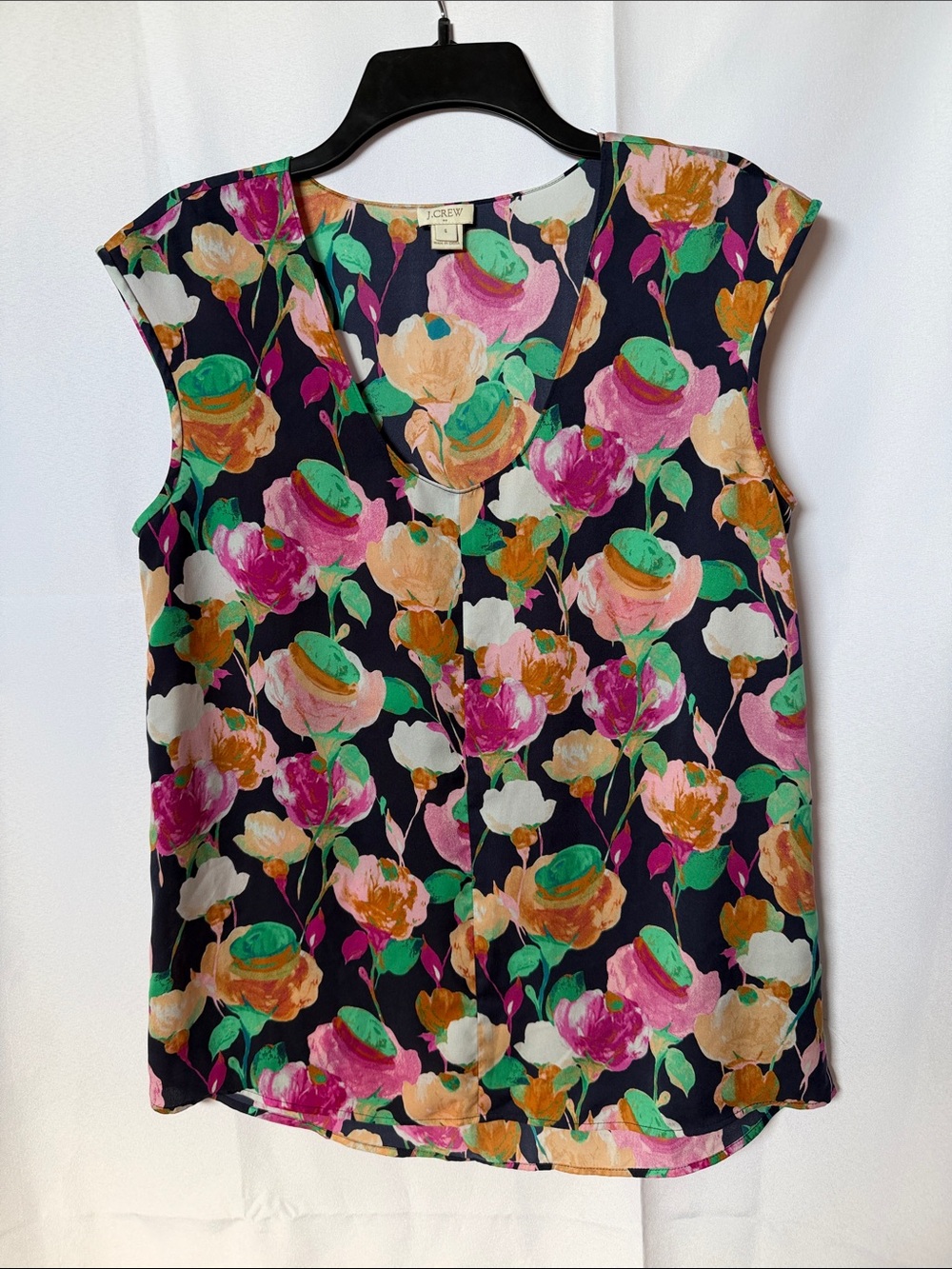 J. Crew Floral V-Neck Sleeveless Top